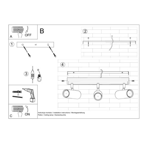 Plafon DIREZIONE 3 biały Plafon DIREZIONE 3 biały