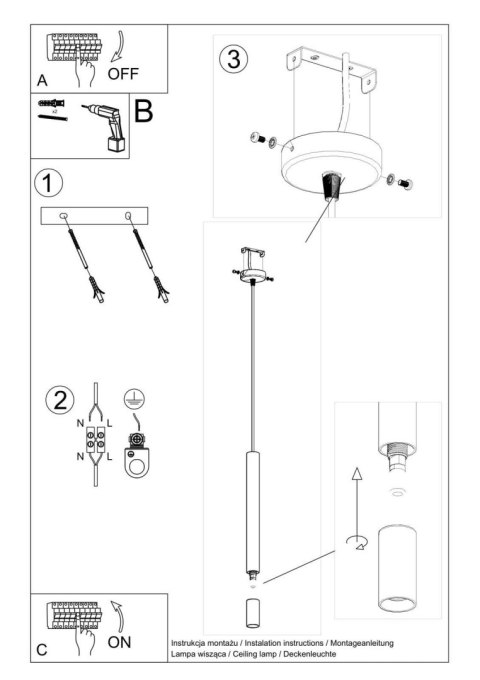 Lampa wisząca WEZYR 1 czarna Lampa wisząca WEZYR 1 czarna