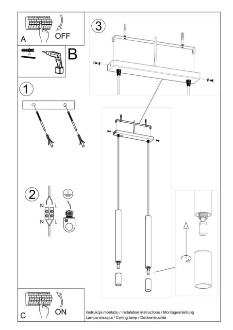 Lampa wisząca WEZYR 2 czarna Lampa wisząca WEZYR 2 czarna