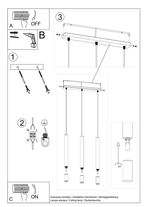 Lampa wisząca WEZYR 3 biała Lampa wisząca WEZYR 3 biała