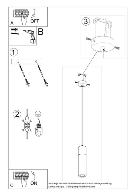 Lampa wisząca ZANE 1 szara Lampa wisząca ZANE 1 szara