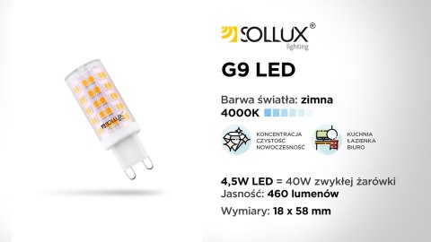 Żarówka LED G9 4000K 4,5W 460lm Żarówka LED G9 4000K 4,5W 460lm