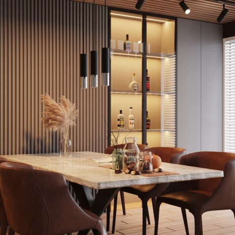 Lampa wisząca LOOPEZ 1 czarny/chrom Lampa wisząca LOOPEZ 1 czarny/chrom