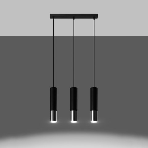 Lampa wisząca LOOPEZ 3L czarny/chrom Lampa wisząca LOOPEZ 3L czarny/chrom