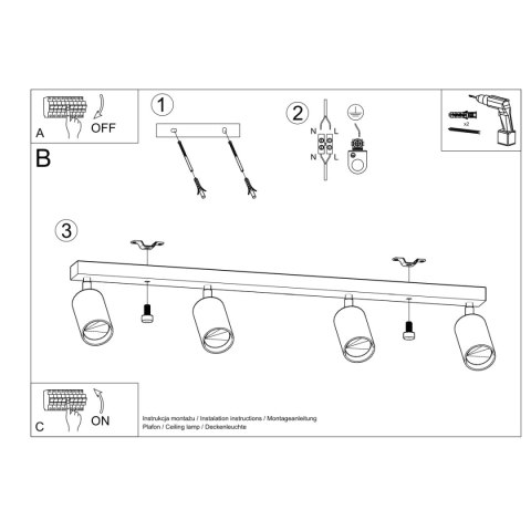 Plafon BERG 4 naturalne drewno Plafon BERG 4 naturalne drewno