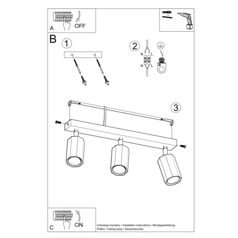 Plafon ZEKE 3 dąb Plafon ZEKE 3 dąb