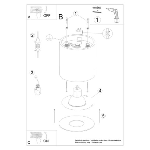 Plafon MIKA szary Plafon MIKA szary