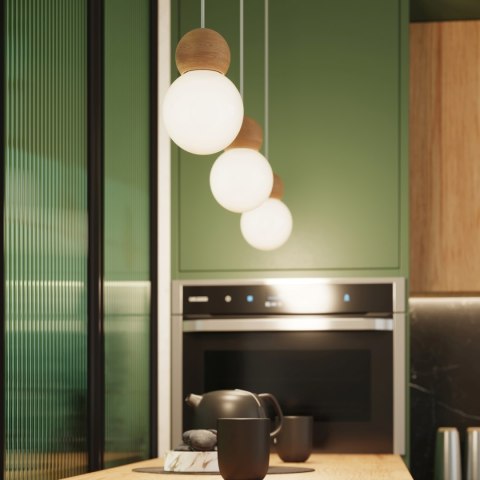 Lampa wisząca PEKKA 3P biała/naturalne drewno Lampa wisząca PEKKA 3P biała/naturalne drewno