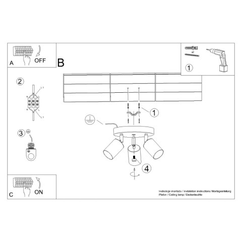 Plafon WINX 3P czarny/złoty Plafon WINX 3P czarny/złoty