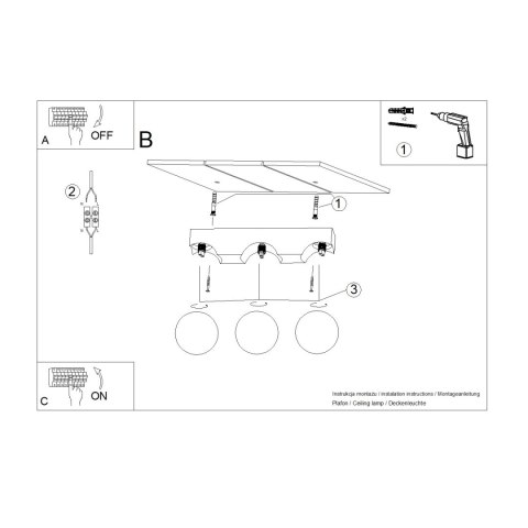 Plafon BULBO 3 naturalne drewno Plafon BULBO 3 naturalne drewno