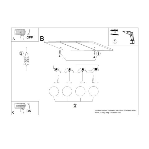 Plafon BULBO 4 naturalne drewno Plafon BULBO 4 naturalne drewno