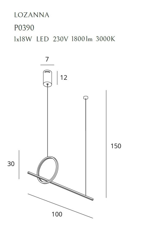 MAXLIGHT P0390 LAMPA WISZĄCA LOZANNA 18W ZŁOTA MAXLIGHT P0390 LAMPA WISZĄCA LOZANNA 18W ZŁOTA