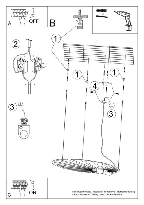 Lampa wisząca LEHDET czarna Lampa wisząca LEHDET czarna