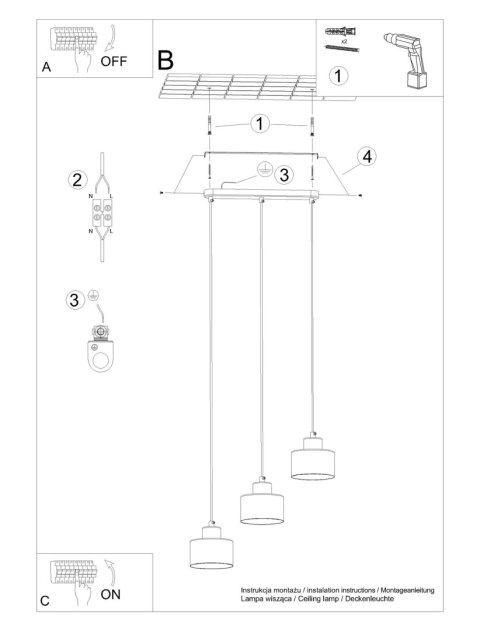 Lampa wisząca SAVAR 3 czarna Lampa wisząca SAVAR 3 czarna