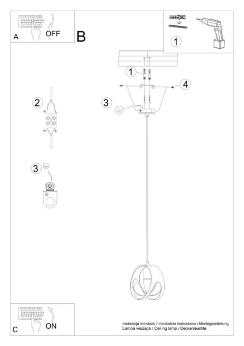 Lampa wisząca TULOS 1 biała Lampa wisząca TULOS 1 biała