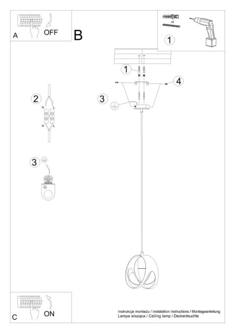 Lampa wisząca TULOS 1 czarna Lampa wisząca TULOS 1 czarna