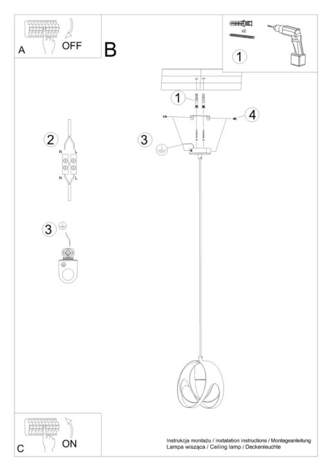 Lampa wisząca TULOS 1 czarna Lampa wisząca TULOS 1 czarna