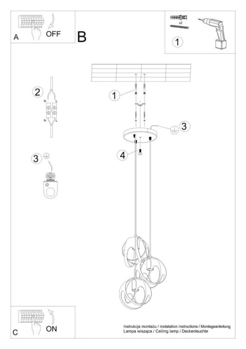 Lampa wisząca TULOS 3P biała Lampa wisząca TULOS 3P biała