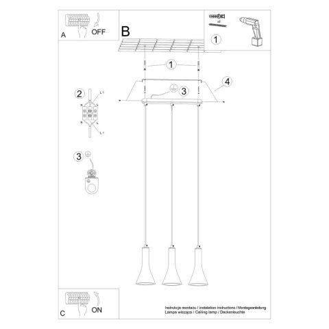 Lampa wisząca REA 3L beton Lampa wisząca REA 3L beton