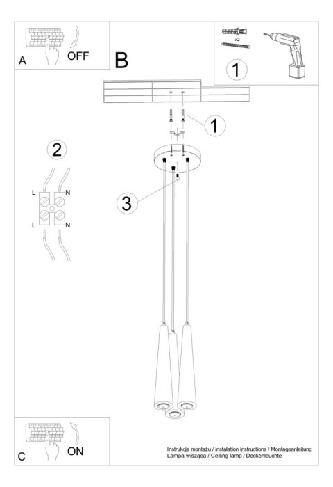 Lampa wisząca SULA 3P naturalne drewno Lampa wisząca SULA 3P naturalne drewno