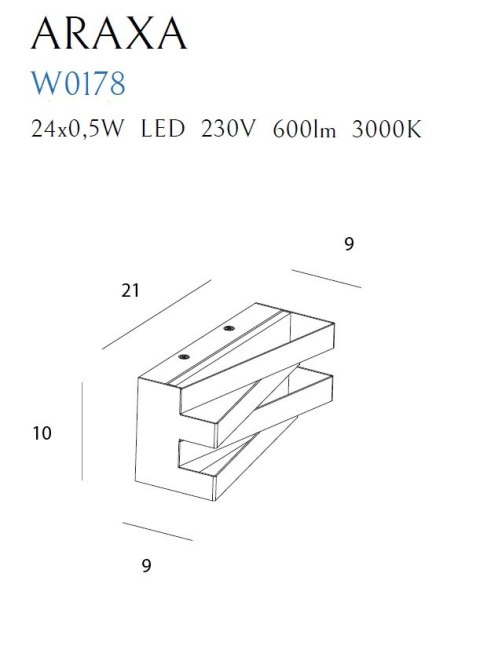 MAXLIGHT W0178 KINKIET ARAXA CZARNY MAXLIGHT W0178 KINKIET ARAXA CZARNY