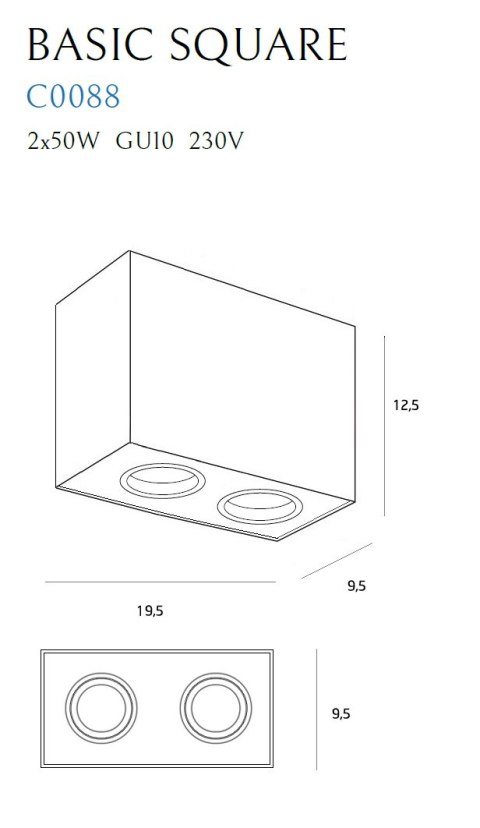 MAXLIGHT C0088 LAMPA SUFITOWA BASIC SQUARE BIAŁA PODWÓJNA MAXLIGHT C0088 LAMPA SUFITOWA BASIC SQUARE BIAŁA PODWÓJNA