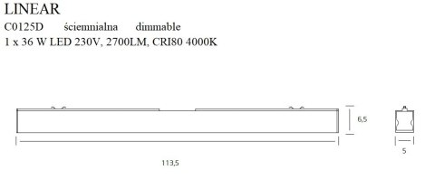 MAXLIGHT C0125D LAMPA SUFITOWA LINEAR WHITE 36W 4000K ŚCIEMNIALNA MAXLIGHT C0125D LAMPA SUFITOWA LINEAR WHITE 36W 4000K ŚCIEMNIALNA