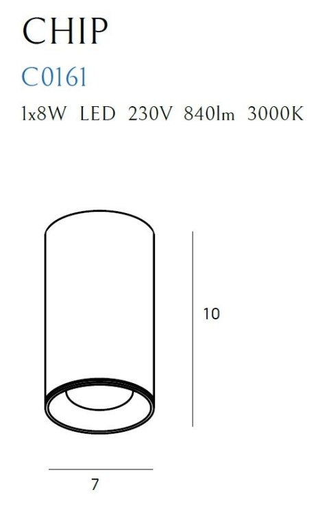 MAXLIGHT C0161 LAMPA SUFITOWA CHIP CZARNY 3000K 8W MAXLIGHT C0161 LAMPA SUFITOWA CHIP CZARNY 3000K 8W