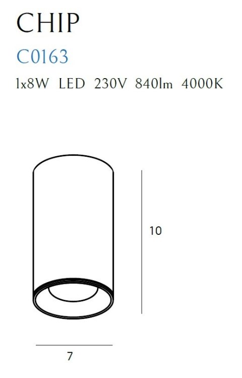 MAXLIGHT C0163 LAMPA SUFITOWA CHIP CZARNY 4000K 8W MAXLIGHT C0163 LAMPA SUFITOWA CHIP CZARNY 4000K 8W