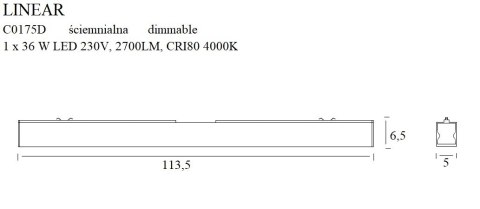 MAXLIGHT C0175D LAMPA SUFITOWA LINEAR BLACK 36W 4000K ŚCIEMNIALNA MAXLIGHT C0175D LAMPA SUFITOWA LINEAR BLACK 36W 4000K ŚCIEMNIALNA