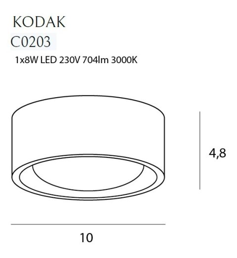 MAXLIGHT C0203 PLAFON KODAK I BLACK, 8W MAXLIGHT C0203 PLAFON KODAK I BLACK, 8W