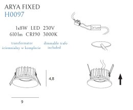 MAXLIGHT H0097 OPRAWA WPUSTOWA MAX ARYA FIXED BLACK 8W ŚCIEMNIALNA
