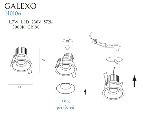MAXLIGHT H0106 OPRAWA WPUSTOWA GALEXO LED 7W BIAŁA MAXLIGHT H0106 OPRAWA WPUSTOWA GALEXO LED 7W BIAŁA