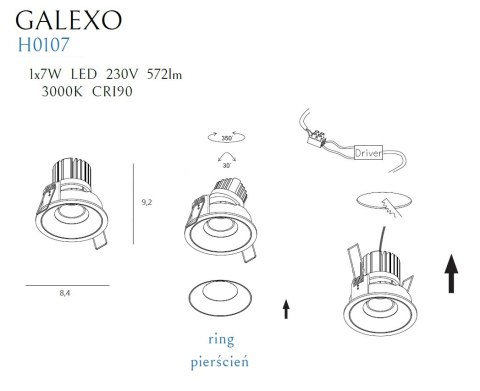 MAXLIGHT H0107 OPRAWA WPUSTOWA GALEXO LED 7W CZARNA MAXLIGHT H0107 OPRAWA WPUSTOWA GALEXO LED 7W CZARNA