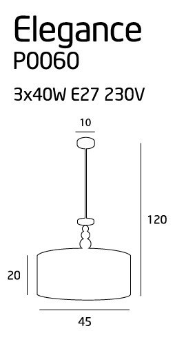 MAXLIGHT P0060 LAMPA WISZĄCA ELEGANCE 45 cm MAXLIGHT P0060 LAMPA WISZĄCA ELEGANCE 45 cm