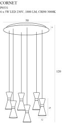 MAXLIGHT P0331 LAMPA WISZĄCA CORNET 6 LED