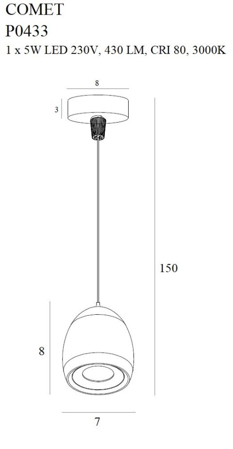 MAXLIGHT P0433 LAMPA WISZĄCA COMET ROUND MAXLIGHT P0433 LAMPA WISZĄCA COMET ROUND