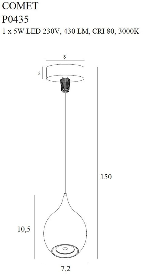 MAXLIGHT P0435 LAMPA WISZĄCA COMET DROP MAXLIGHT P0435 LAMPA WISZĄCA COMET DROP