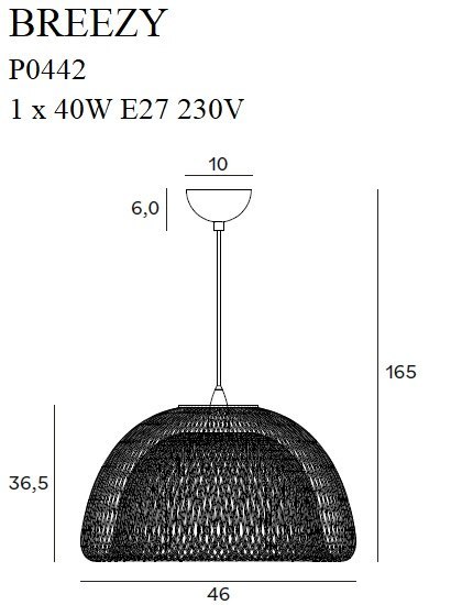 MAXLIGHT P0442 LAMPA WISZĄCA BREEZY CZARNY KLOSZ 46 cm MAXLIGHT P0442 LAMPA WISZĄCA BREEZY CZARNY KLOSZ 46 cm