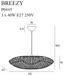 MAXLIGHT P0445 LAMPA WISZĄCA BREEZY ZŁOTY KLOSZ 45x66 cm