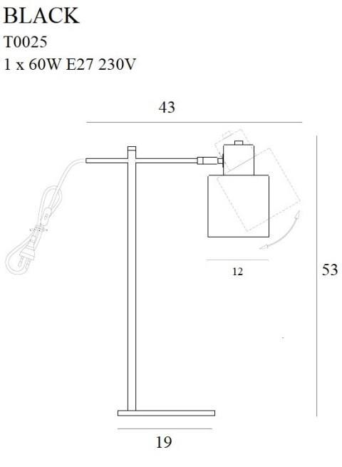 MAXLIGHT T0025 LAMPA BIURKOWA BLACK MAXLIGHT T0025 LAMPA BIURKOWA BLACK