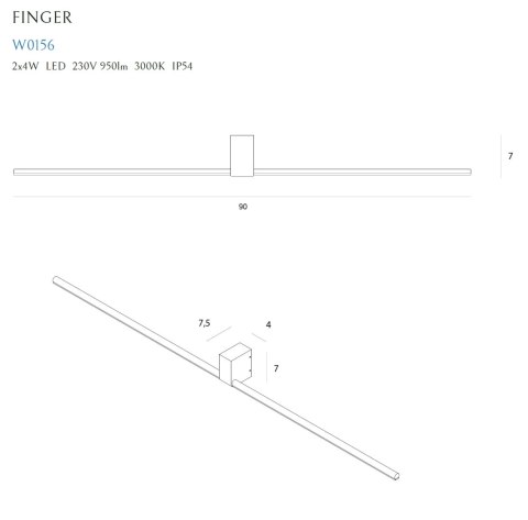 MAXLIGHT W0156 KINKIET FINGER ROUND 90 cm BIAŁY IP54 MAXLIGHT W0156 KINKIET FINGER ROUND 90 cm BIAŁY IP54