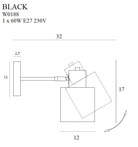 MAXLIGHT W0188 KINKIET BLACK MAXLIGHT W0188 KINKIET BLACK