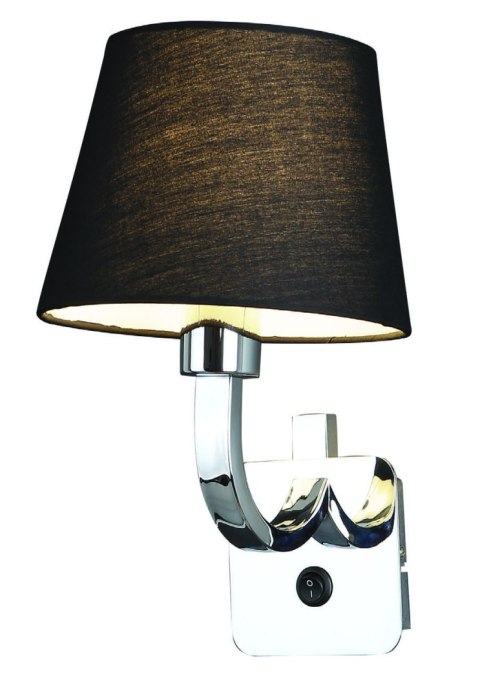 MAXLIGHT W0190 KINKIET DENVER, CHROM + CZARNY ABAŻUR MAXLIGHT W0190 KINKIET DENVER, CHROM + CZARNY ABAŻUR
