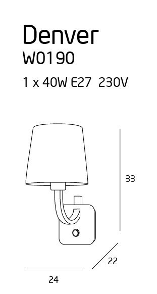 MAXLIGHT W0190 KINKIET DENVER, CHROM + CZARNY ABAŻUR MAXLIGHT W0190 KINKIET DENVER, CHROM + CZARNY ABAŻUR