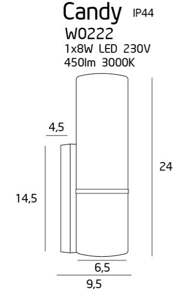 MAXLIGHT W0222 KINKIET CANDY IP44 MAXLIGHT W0222 KINKIET CANDY IP44