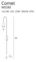 MAXLIGHT W0280 KINKIET COMET CZARNY, 3W LED, IP54