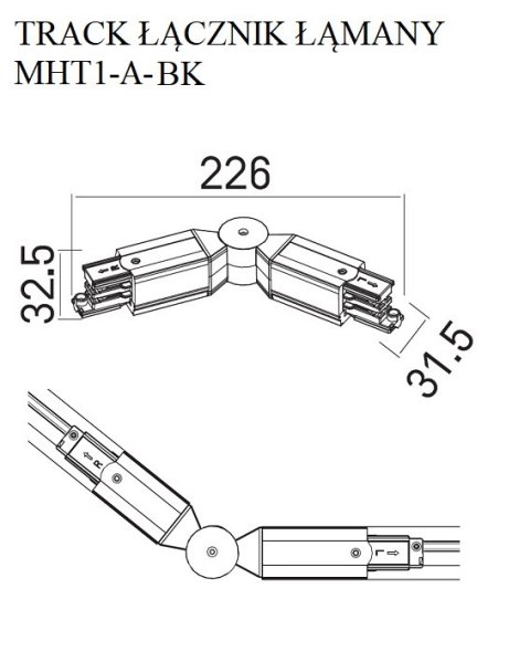 DOBAC MHT1-A-BK TRACK ŁĄCZNIK ŁAMANY czarny DOBAC MHT1-A-BK TRACK ŁĄCZNIK ŁAMANY czarny