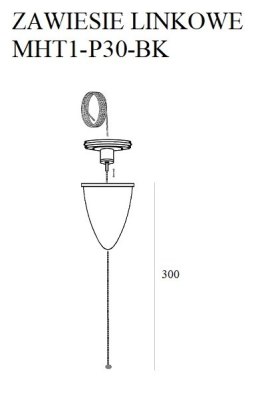 DOBAC MHT1-P30-BK TRACK ZAWIESIE LINKOWE 3m czarne z regulacją bez uchwytu