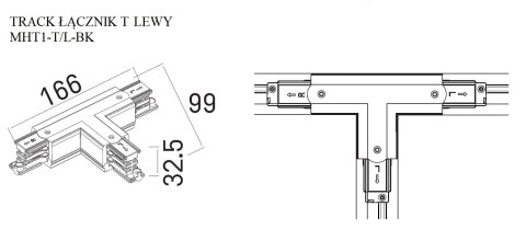 DOBAC MHT1-T/L-BK TRACK ŁĄCZNIK T" lewy czarny" DOBAC MHT1-T/L-BK TRACK ŁĄCZNIK T" lewy czarny"